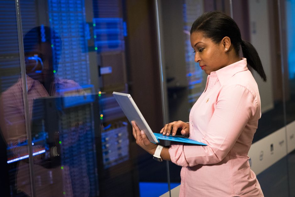 Modern server infrastructure rack in a data centre environment